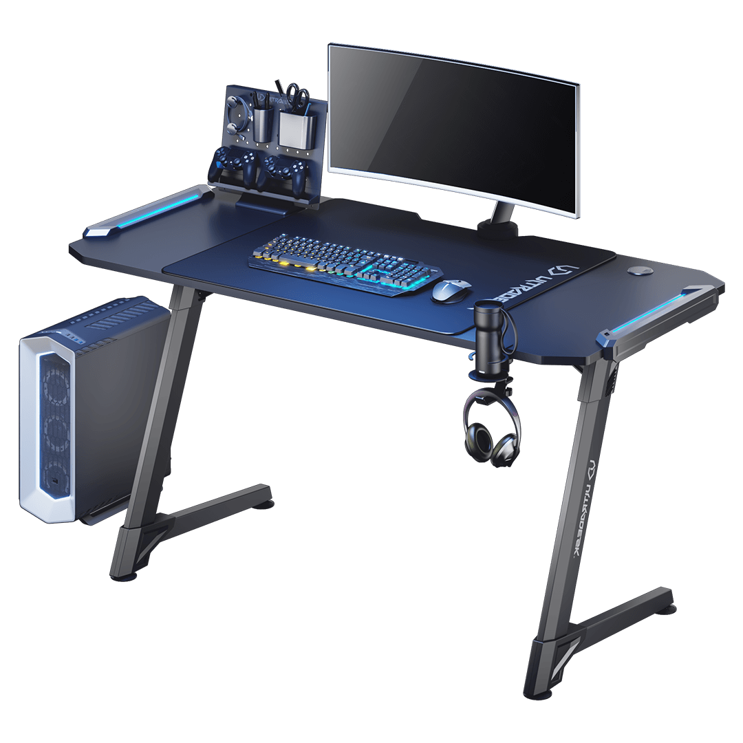 Ultradesk SPACE XXL V2 - Innovativer Gamer Tisch mit LED RGB, XL Pad